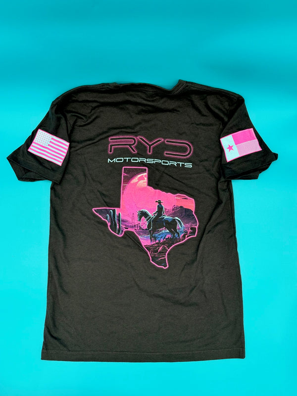 Neon Texas Themed Black Tee